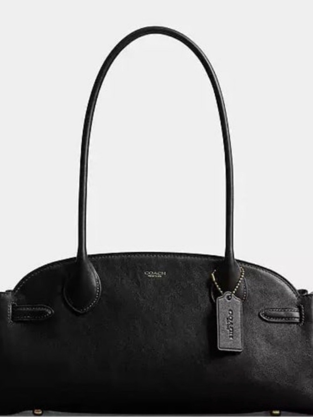 Coach Black Leather Dome Shoulder Bag with Tag